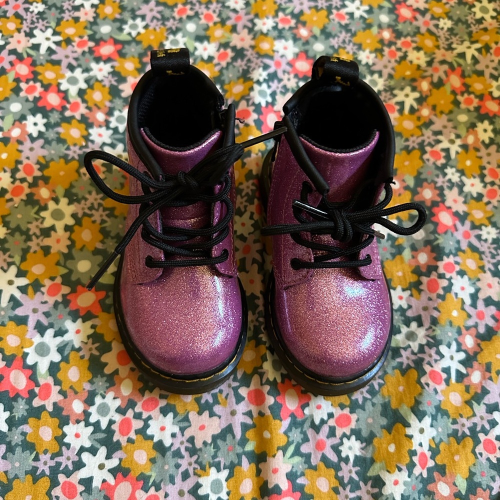 Shiny Purple Lace-Up Boots